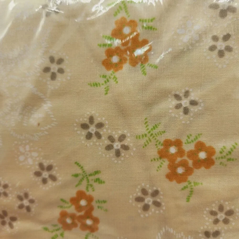 Vintage Cannon Monticello Marcelle 3 Pc Twin Sheet Set Beige Tan Floral NOS